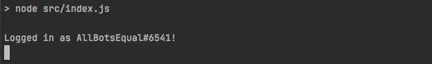Konsole – Bot gestartet und online, Bot-Name und ID angezeigt