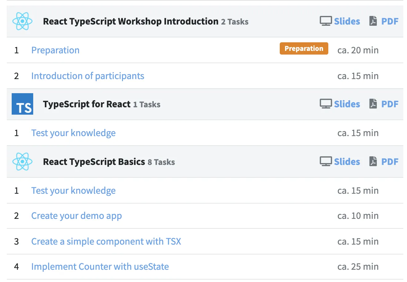 Example exercises for the tutorial in our Classroom on Workshops.de